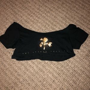 Cropped Black Scoop Neck Shirt